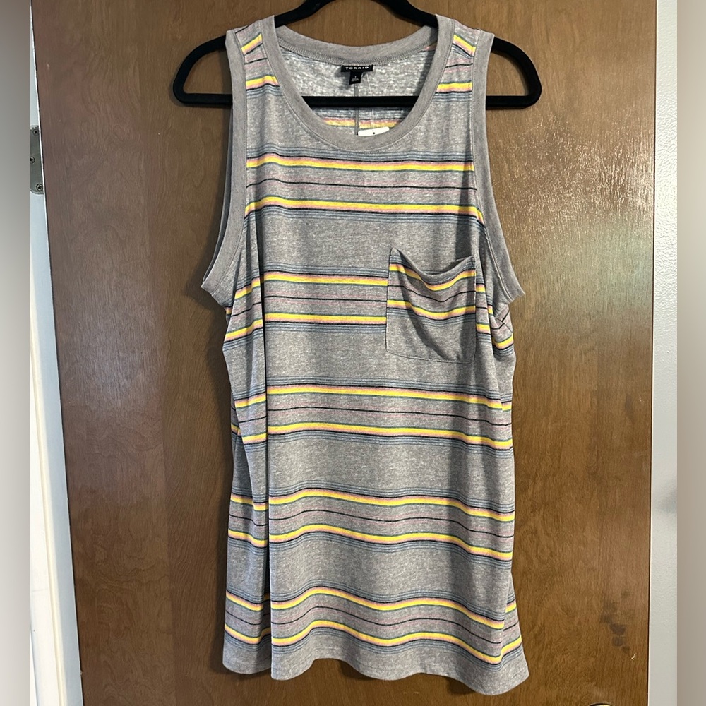 Torrid Gray Multicolor Striped Tank